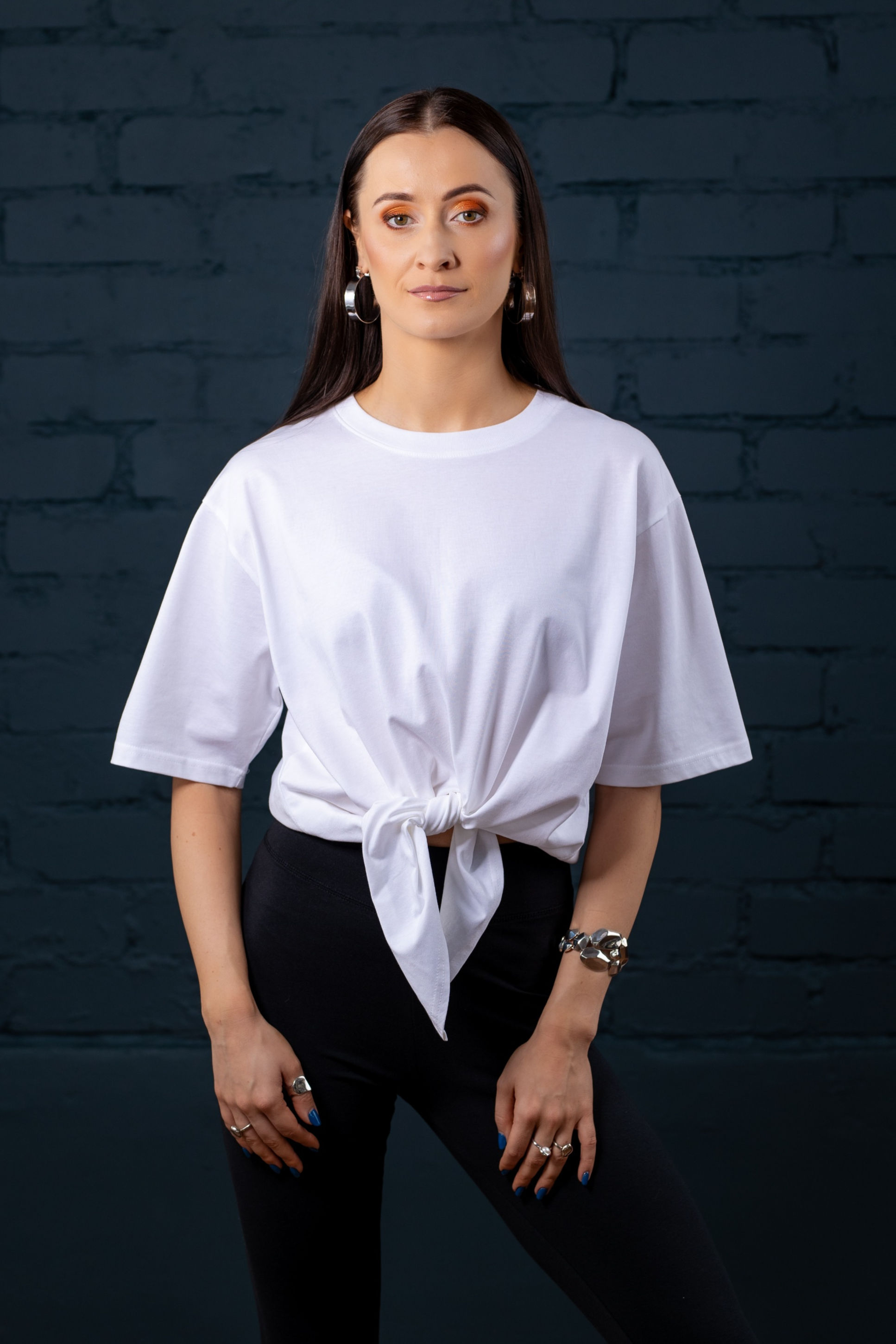 Tala Original Women Organic Cotton Oversize Front Tie T-shirt, White