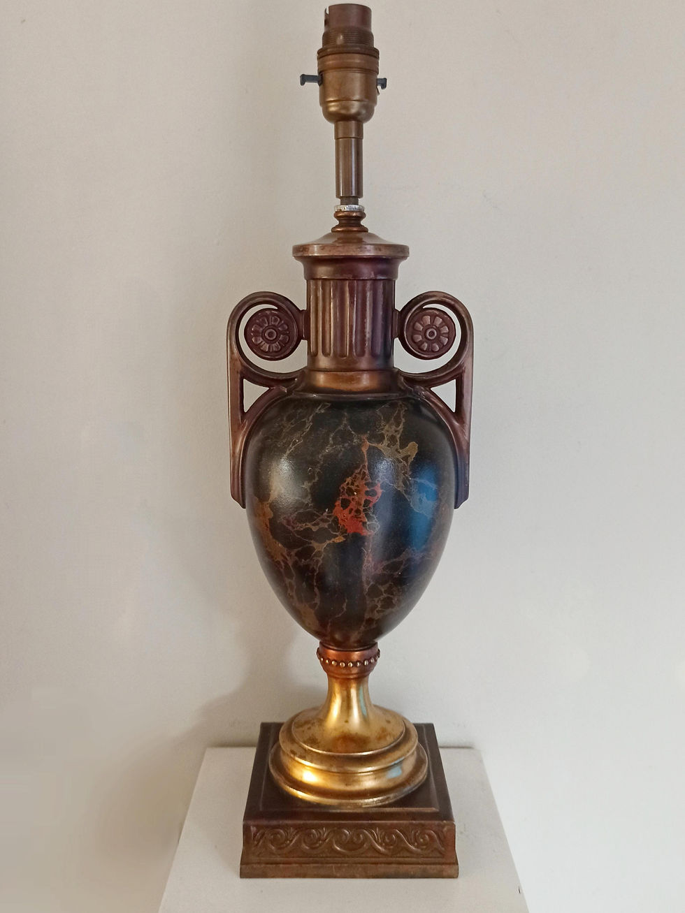 Faux Marble Bronze Urn Table Lamp
