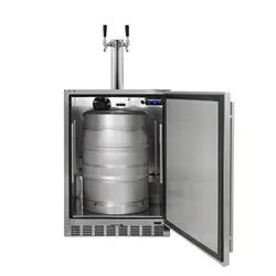 Kegco+24_+Wide+Outdoor+Dual+Tap+All+Stainless+Steel+Built-In+Kegerator+with+Kit-32316760