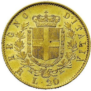 20 lire scudo Vittorio Emanuele II MONETE ORO ITALIA
