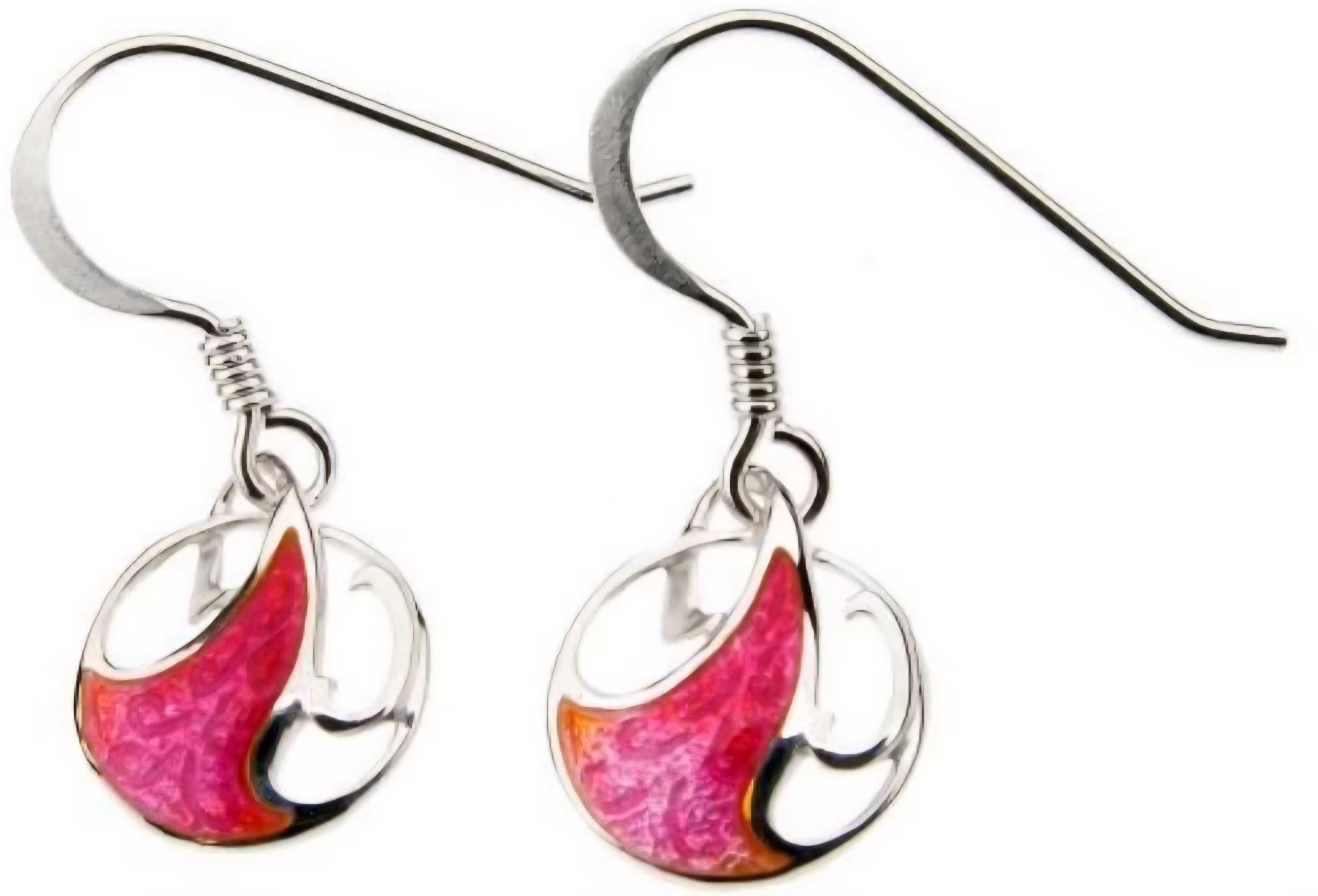 Ortak sterling silver and enamel fire drop earrings
