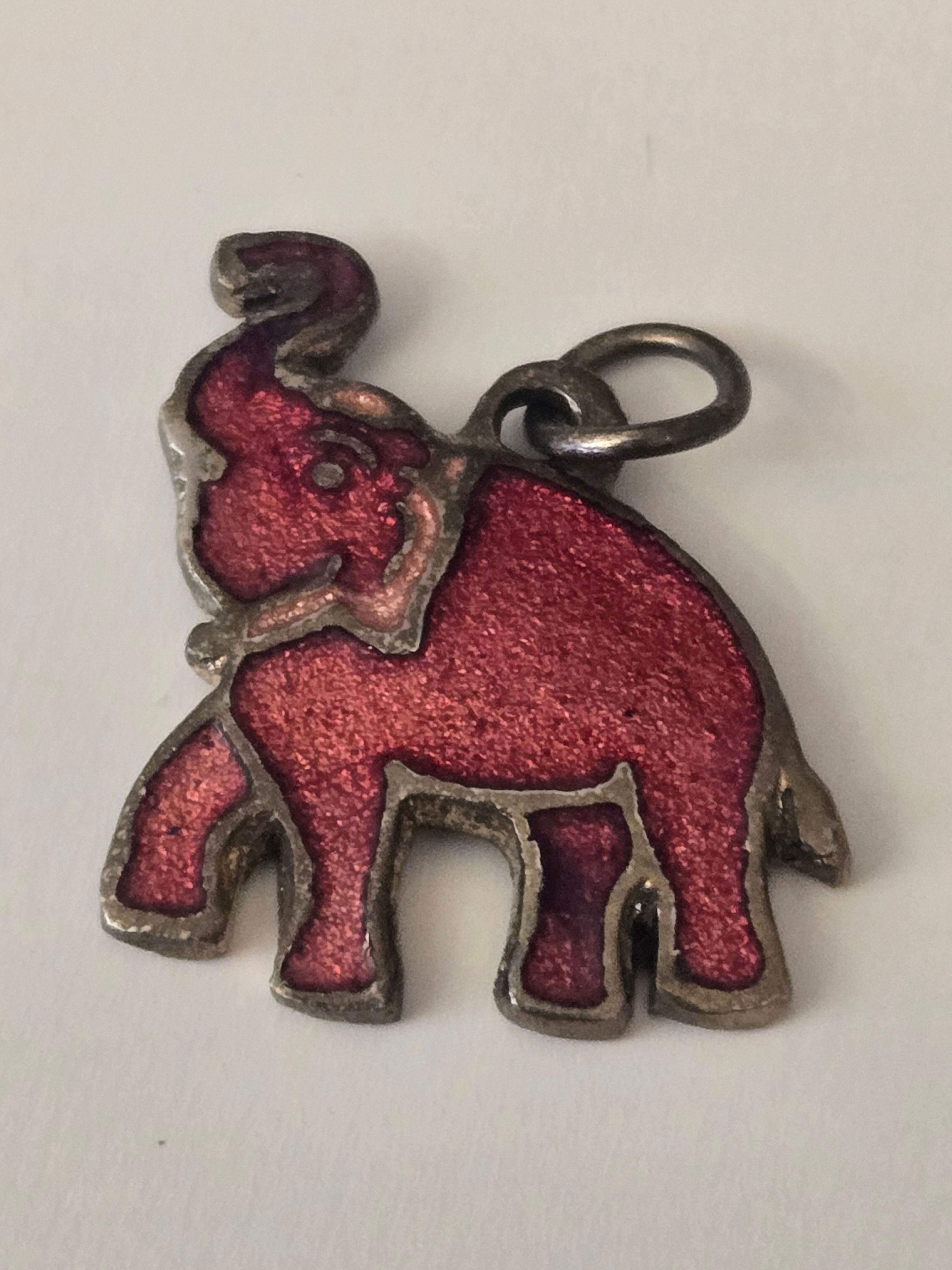 vintage sterling silver elephant charm pendant