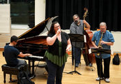 Justin Kauflin at piano, Liz Brydge vocalist, Chris Brydge on bass, Jeff Smith on sax at ODU