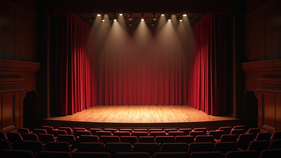 High angle view of a small local theater stage