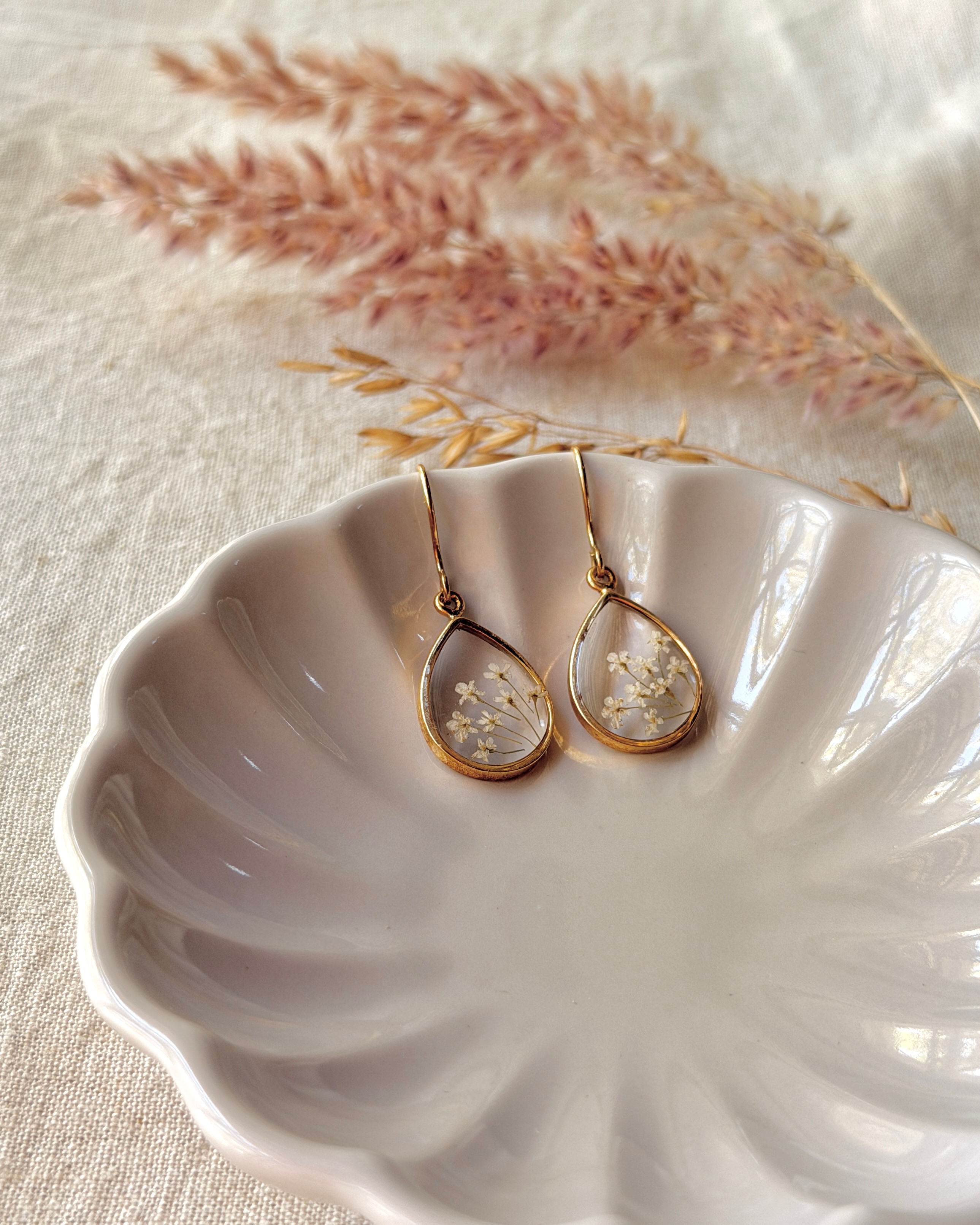 Teardrop Hook Earring - Queen Anne's Lace