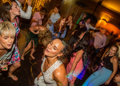 Wedding guests dancing 