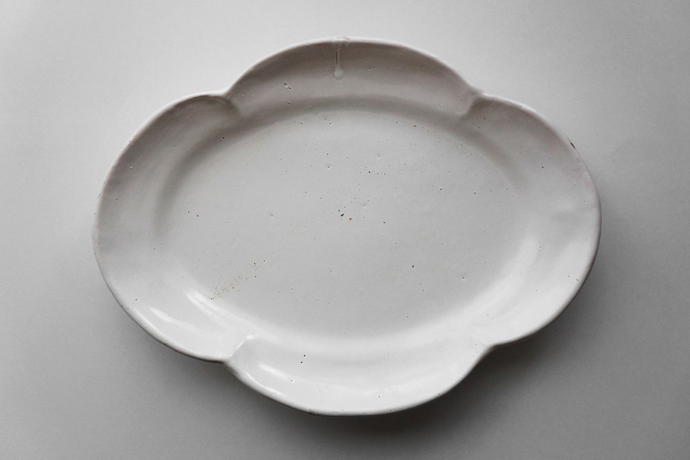 Rare Large Cloud-Shaped Plate / Faience Blanche / 1800s FRANCE