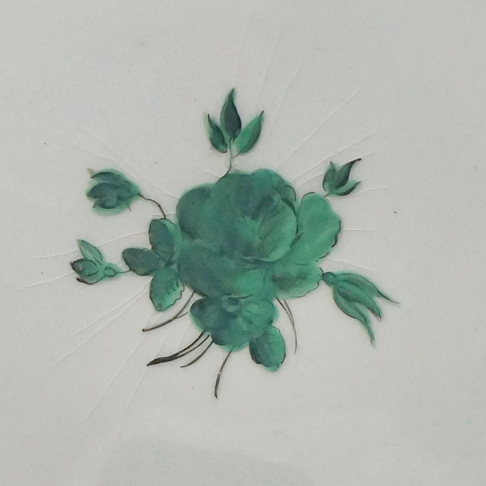 Thumbnail: Green Monochrome Rose Plate / Crown Derby / 1784- ENGLAND