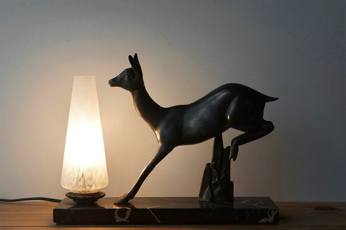 Vintage Bronze Statue Lamp / Doe / 1950- FRANCE | higurashi