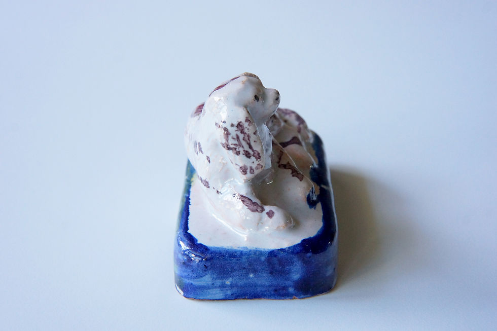 Thumbnail: Rare Creamware Figure Dog / Staffordshire / 1700s ENGLAND
