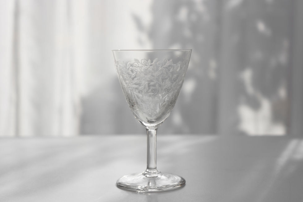 Thumbnail: Crystal Port Wine Glasses / Hand Engraved / -1900s FRANCE