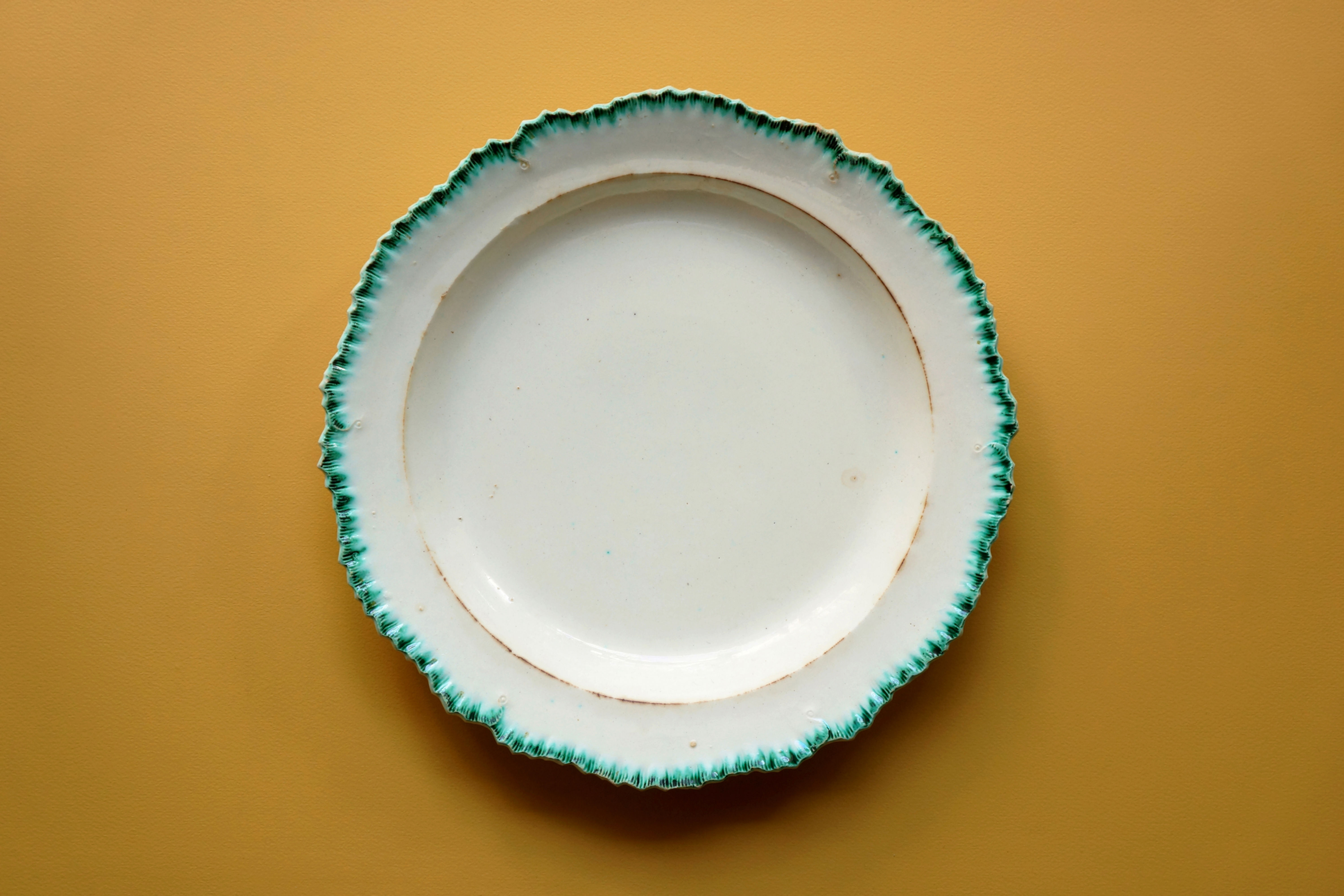 Rare Feather Dinner Plate / Faience Fine / Chantilly / 1780- FRANCE