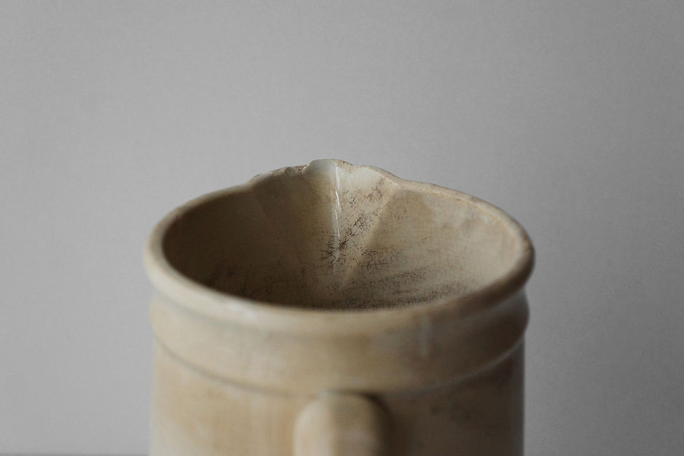 Thumbnail: Thick Heavy Pitcher / AP / Opaque de Gien / 1886-1938 FRANCE