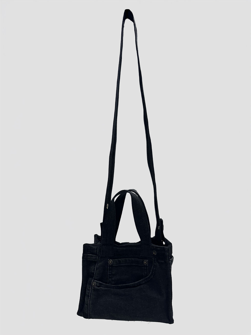 Thumbnail: Brick Box Mini Denim Tote Bag - Washed Black
