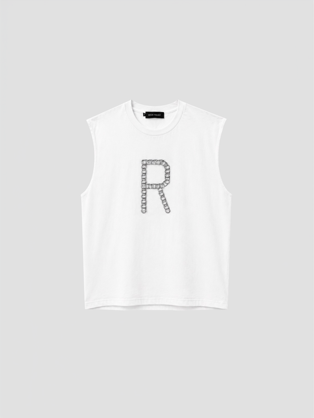 Pop-Tab Initial "R" Sleeveless T-Shirt