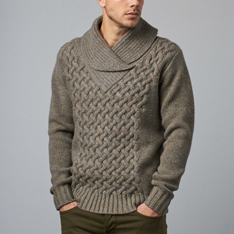 Thumbnail: Australian Merino Big Shawl Collar Pullover