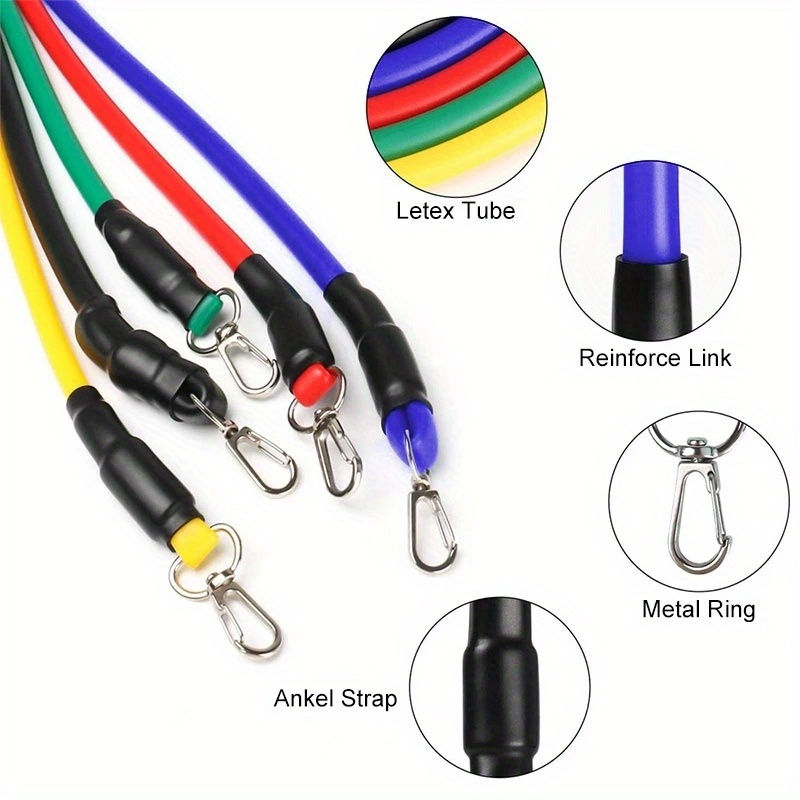 Thumbnail: 11pcs/Set Pull Rope, Resistance Bands, Portable Fitness Equipment, Ankle Strap, 