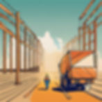 create a safety line of fire image with a person walking under a construction load.jpg