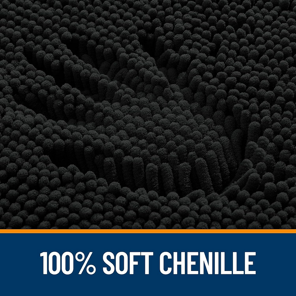 Thumbnail: Machine Washable Extra Soft Absorbent Chenille Rug Bathroom Mat, Black, 30"x20"