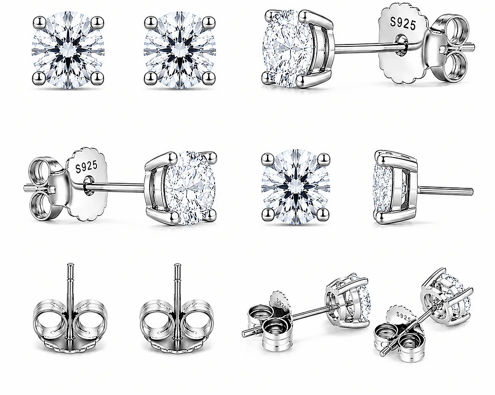 Thumbnail: S925 Sterling Silver Moissanite 4 Prong Stud Earrings with Butterfly Back