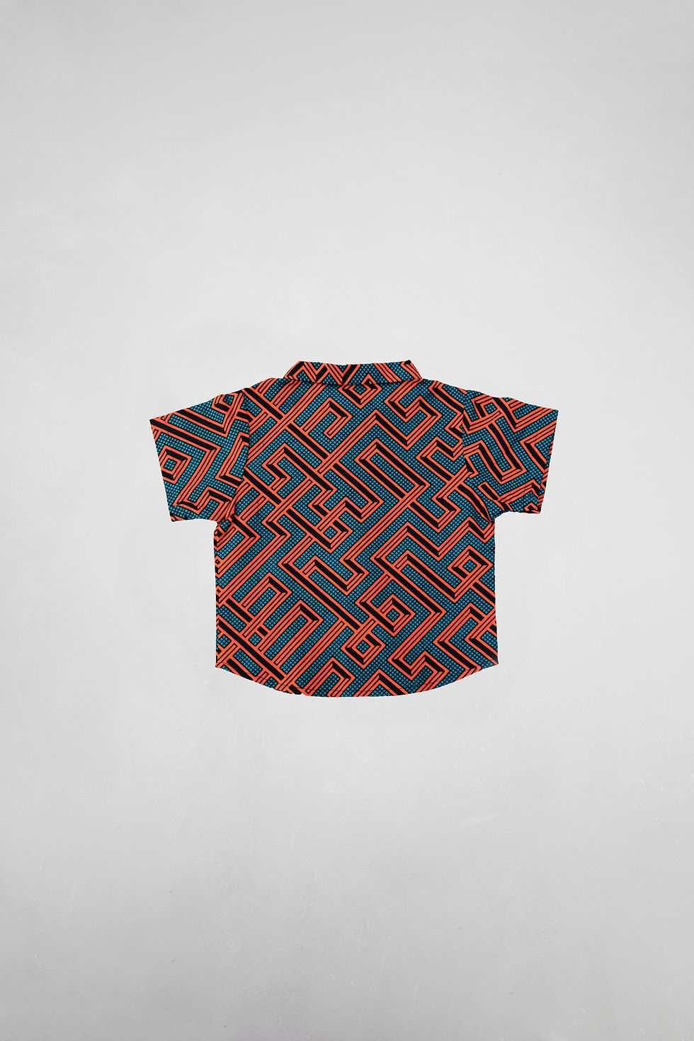Miniature : Chemise manches courtes en wax bleu et orange vue de dos