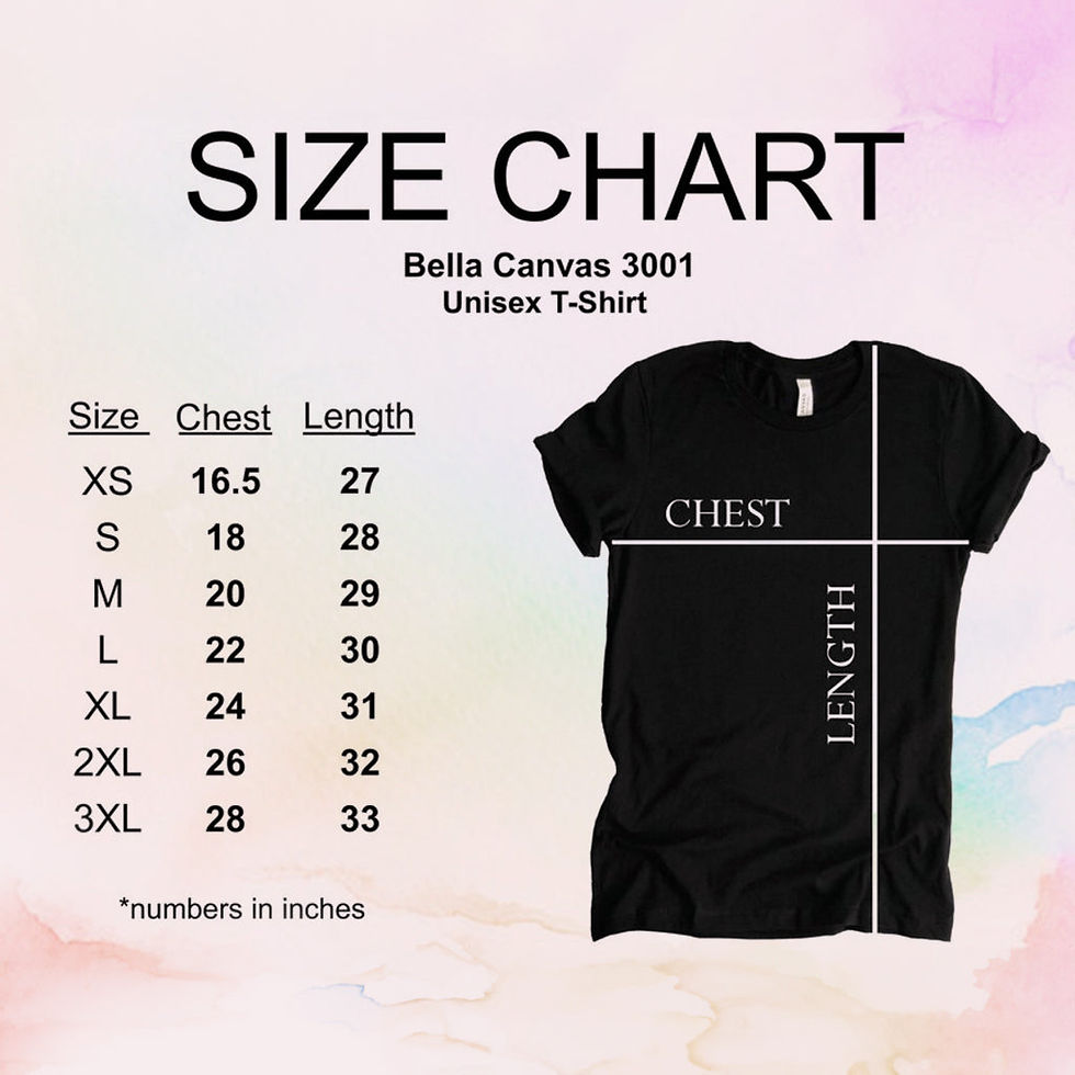 Faith Can Move Mountains Graphic Tee size chart