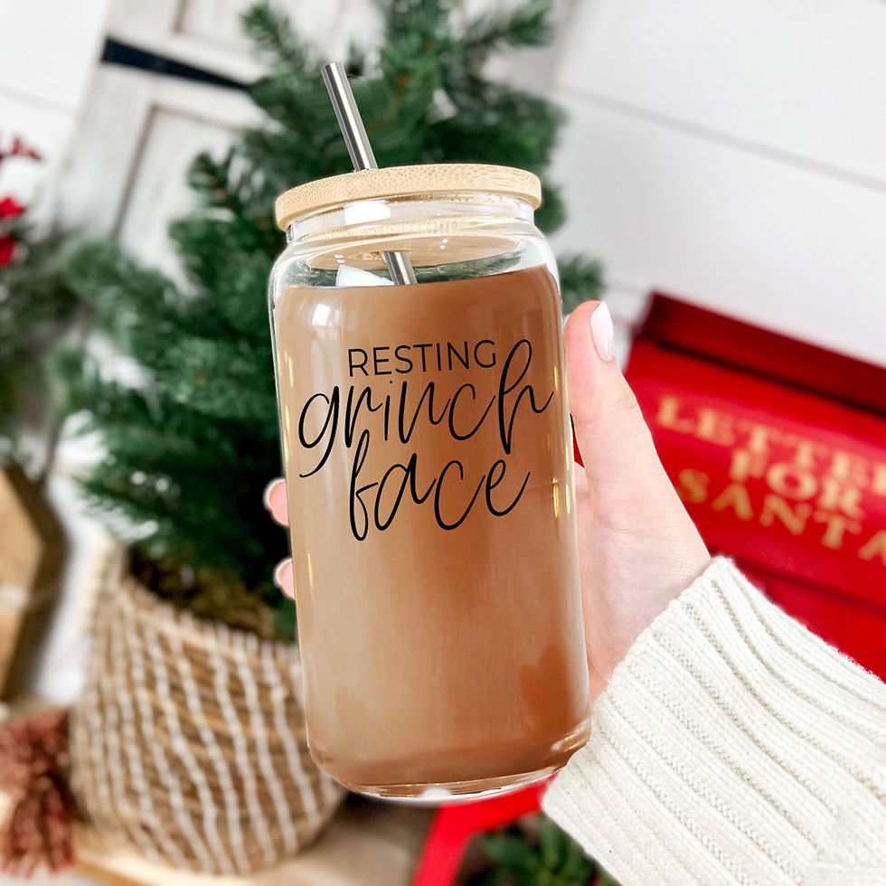 Thumbnail: RESTING GRINCH FACE glass cup 17oz