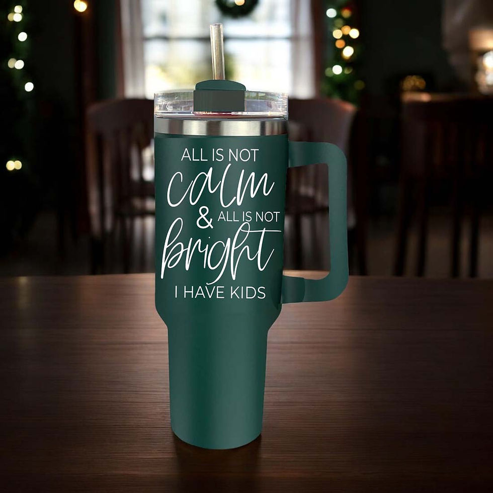 Thumbnail: Calm & Bright 40oz Tumbler – Red or Green Holiday Insulated Mug with Handle & 3-