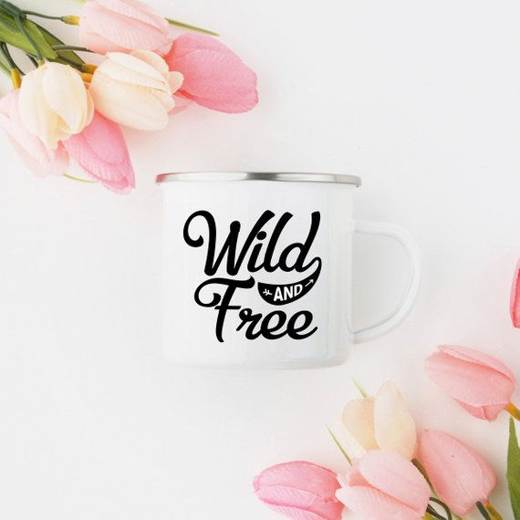 Thumbnail: Wild and Free Enamel Camping Mug – Adventure Campfire Mug for Outdoor Lovers