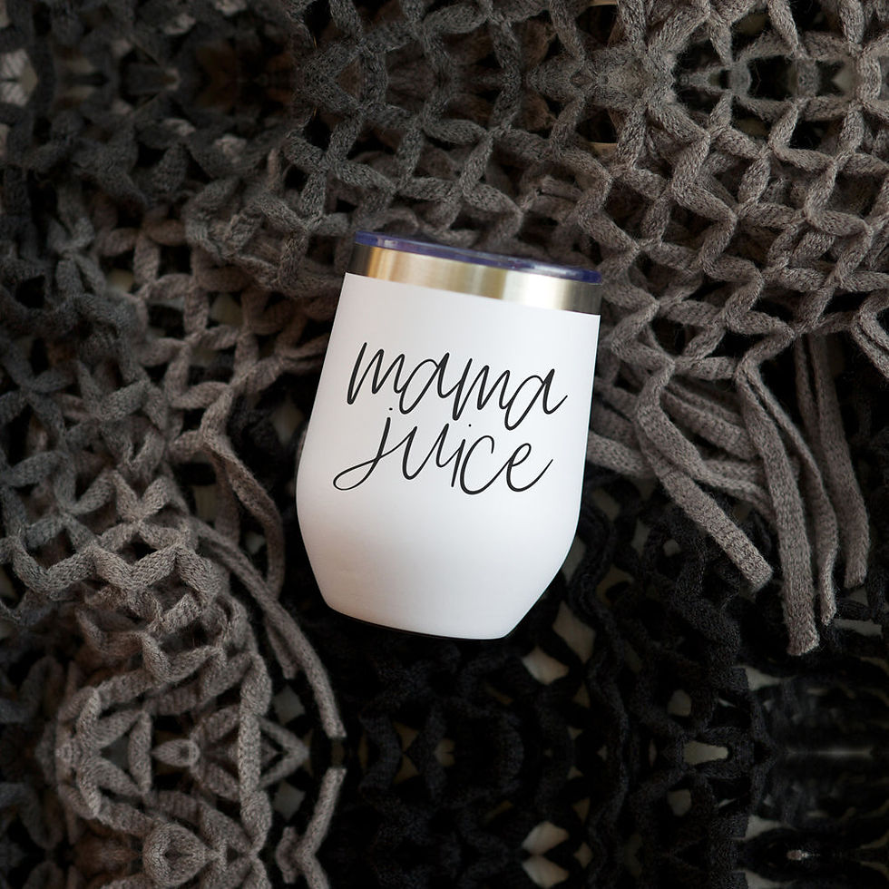 Thumbnail: White 12oz tumbler with “Mama Juice” text – funny wine mug for moms