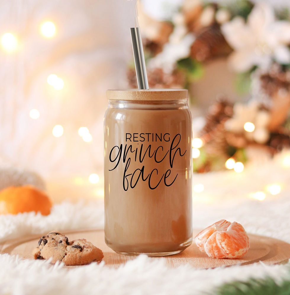 Thumbnail: RESTING GRINCH FACE glass cup 17oz