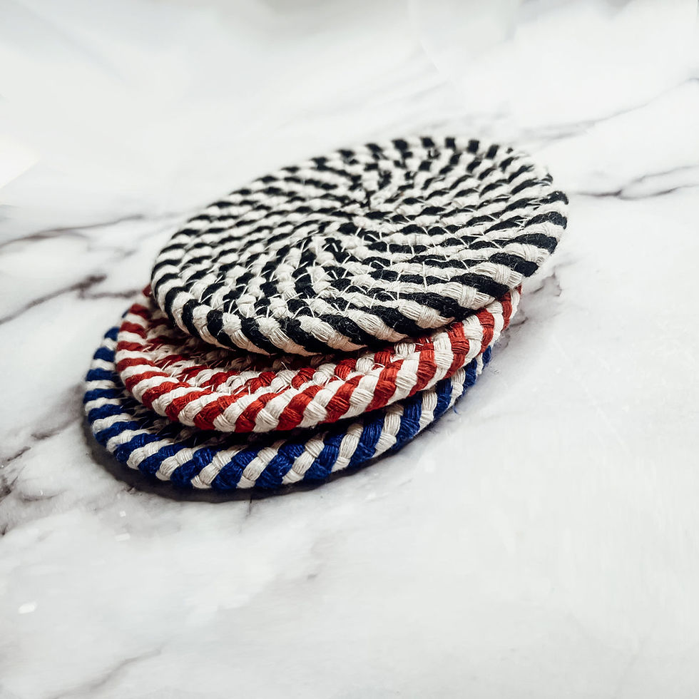 Thumbnail: Black Braided Coaster Set (4pk)