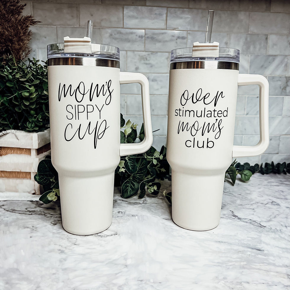 Thumbnail: Mom's Sippy Cup Insulated Mug with handle, lid and straw 40 oz