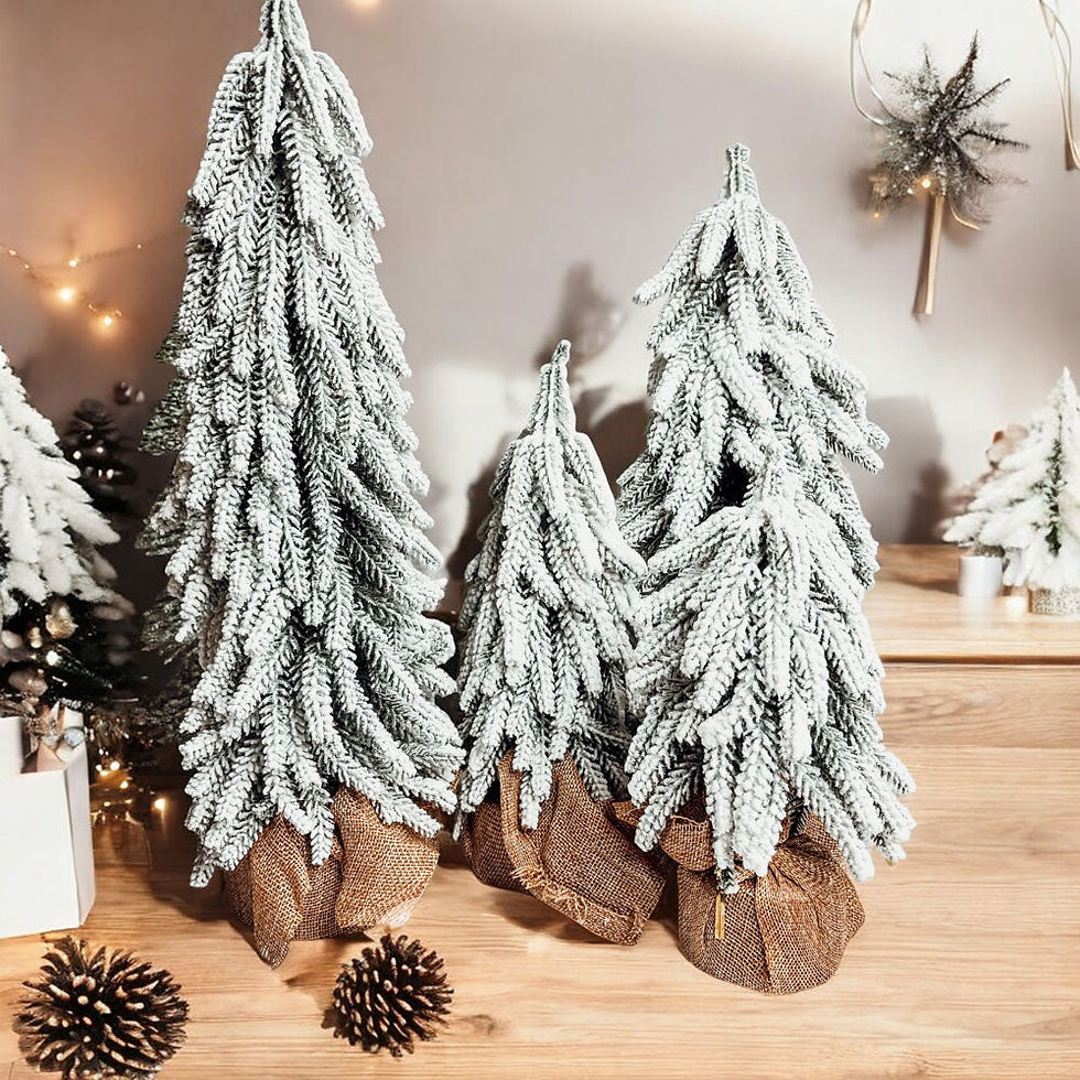 Thumbnail: Realistic artificial snow-covered Christmas trees, mess-free and reusable for holiday decor.