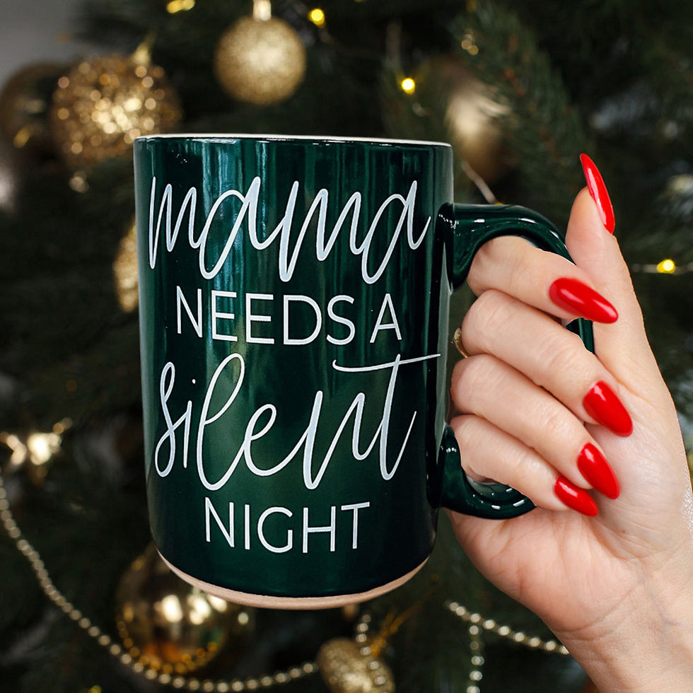 Thumbnail: Silent Night large green mug with festive holiday text and a cozy, seasonal design.