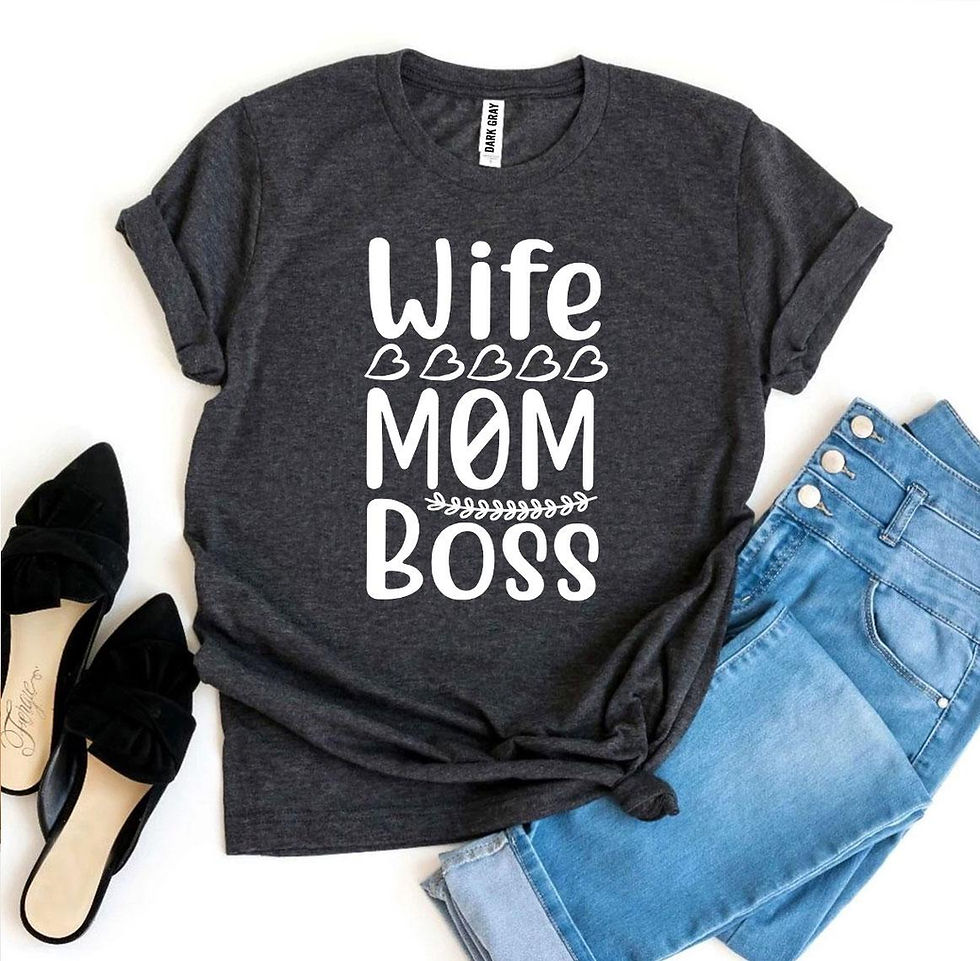 Bella Canvas t-shirt with “Wife Mom Boss” design – empowering gift for women