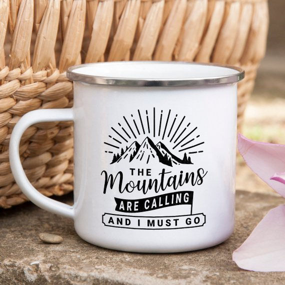Thumbnail: Mountain Enamel Camping Mug – Wanderlust Adventure Cup