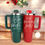Thumbnail: Calm & Bright 40oz Tumbler – Red or Green Holiday Insulated Mug with Handle & 3-
