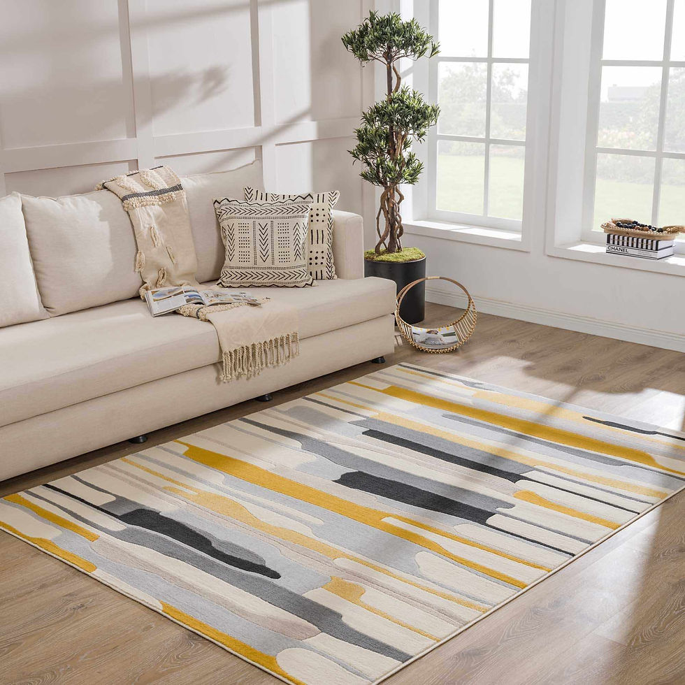 Southfields Mustard Area Rug with a bold mustard yellow color and modern, textured pattern.