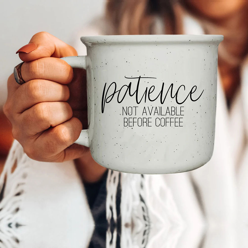 Thumbnail: Patience Mug – 14oz Campfire Ceramic Mug with Funny Morning Disclaimer | Double-