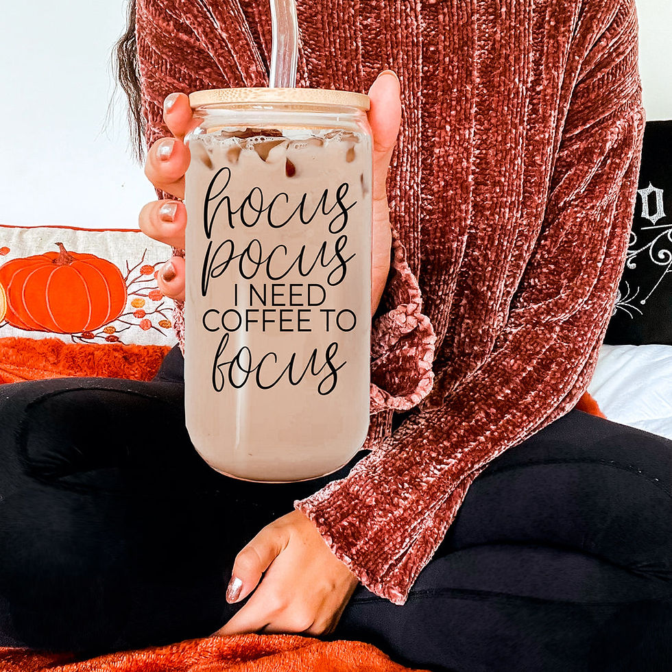 Thumbnail: Hocus Pocus 20oz Glass Cup | Witchy Tumbler with Bamboo Lid