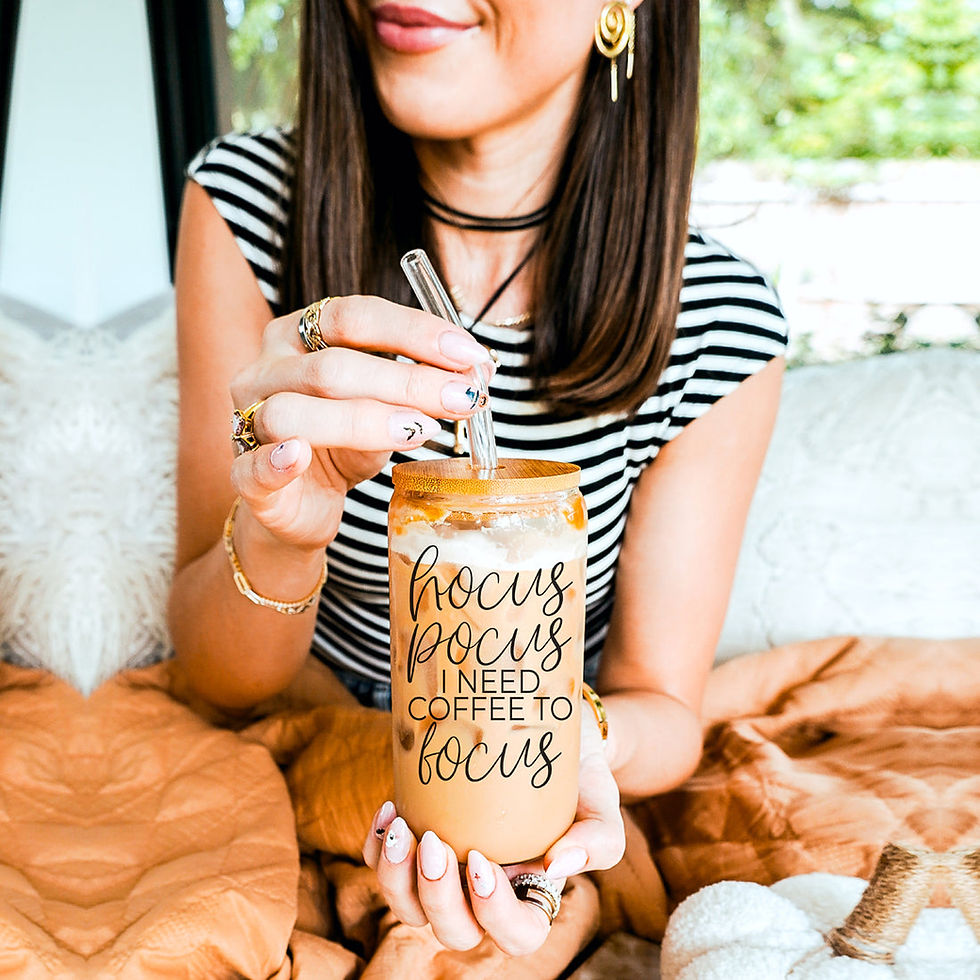 Thumbnail: Hocus Pocus 20oz Glass Cup | Witchy Tumbler with Bamboo Lid