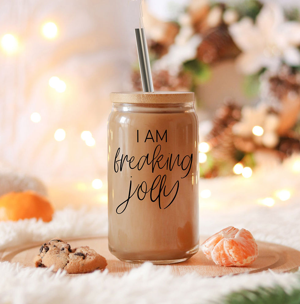 Freaking Jolly 17oz mug with playful holiday text and a festive design.