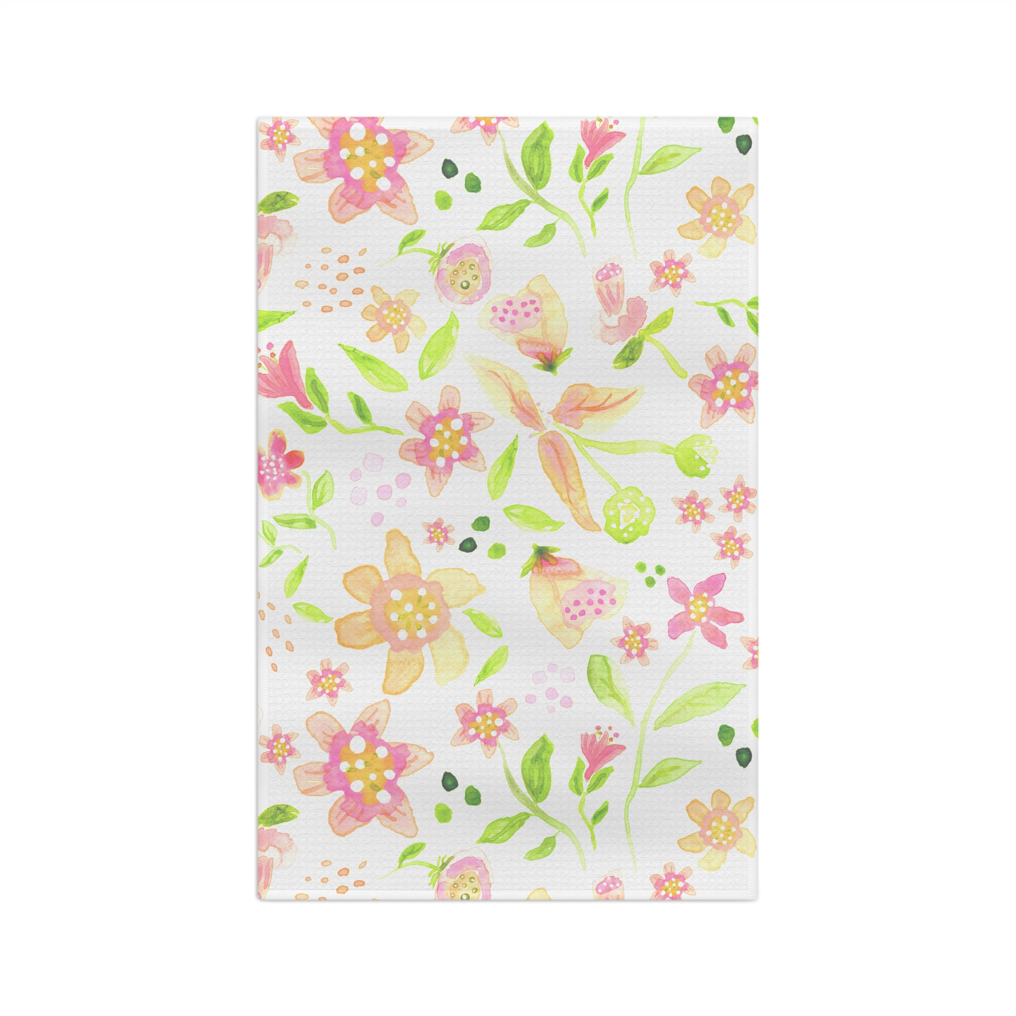 Spring Blossom Microfiber Tea Towel — Pink Watercolor Floral Kitchen Towel