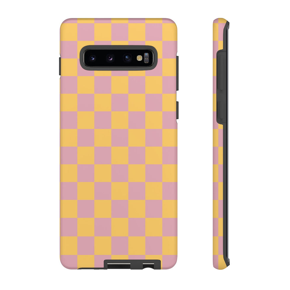 Thumbnail: Pink and Gold Check Samsung Series Phone Case for Tough Protection, Style