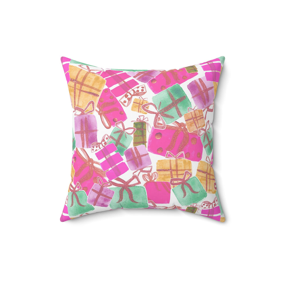 Thumbnail: Festive Gift Pattern Pillow — Colorful Celebrations Presents Throw Pillow