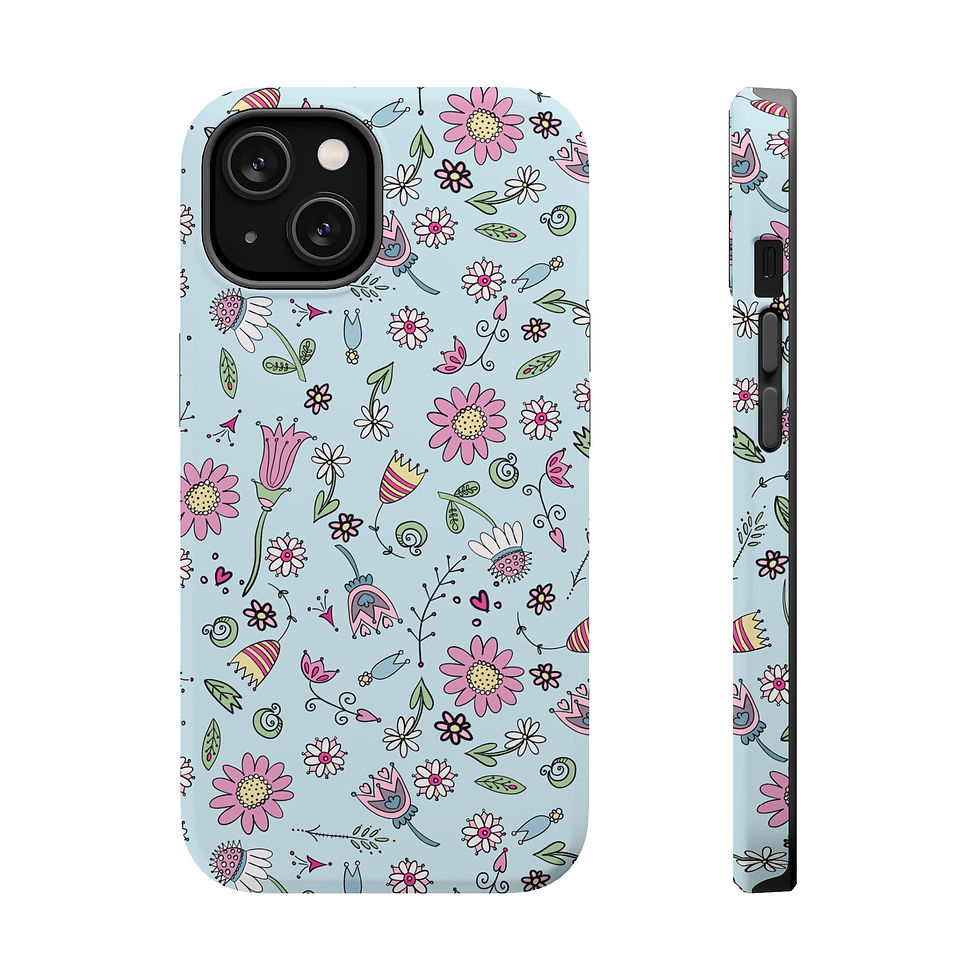 Thumbnail: Whimsical Flower Doodles  MagSafe Tough Cases Blue