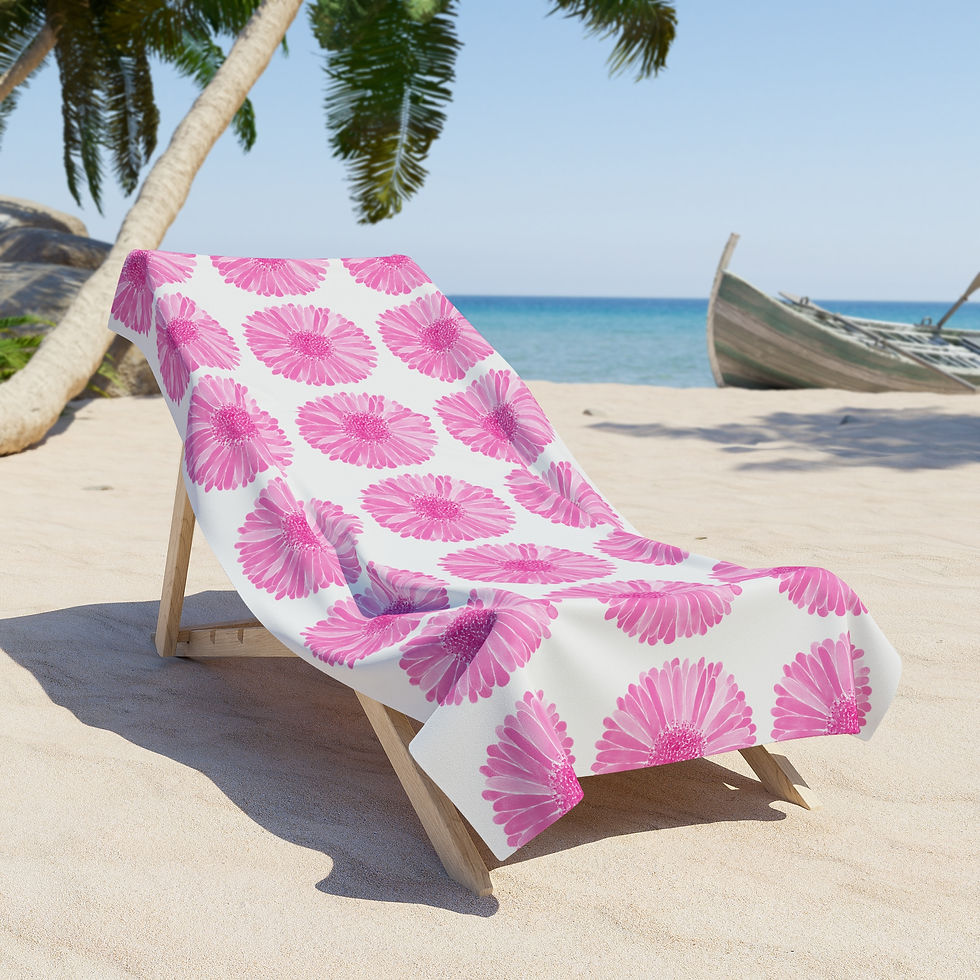 Thumbnail: Beach Towel Gerber Daisies Pink