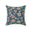 Thumbnail: Floral Meadow Decorative Pillow — Teal Vintage-Inspired Garden Throw Pillow