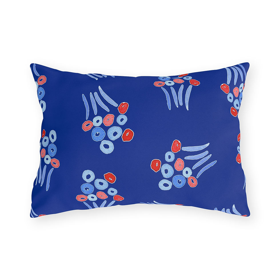 Thumbnail: Outdoor Pillows - Americana Floral Design Blue